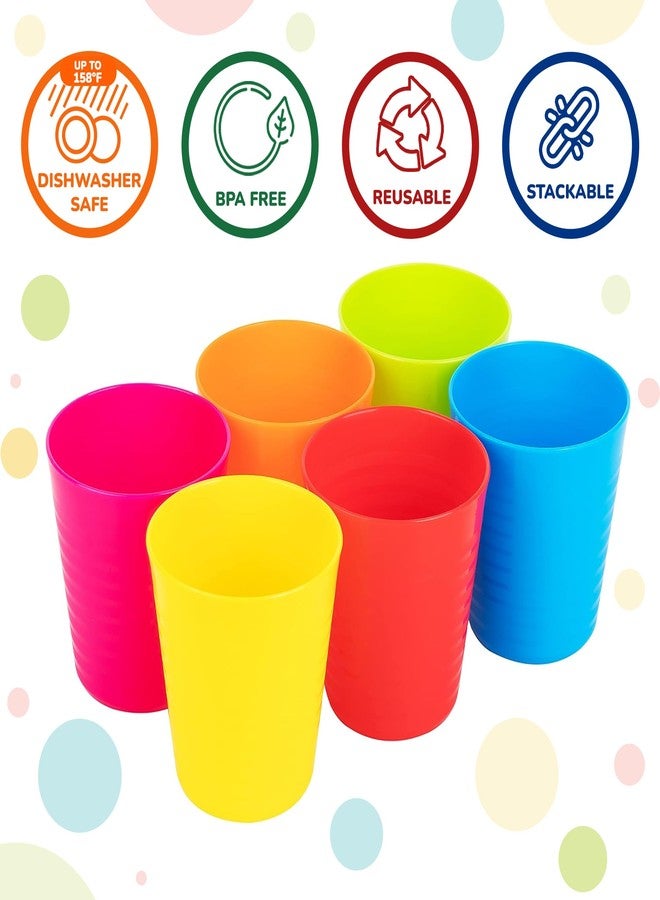 PLASKIDY Kids Cups Set of 6 Toddler Plastic Cups 8 Oz - Children's Drinking Tumbler Cups - Reusable Kids Plastic Cups BPA FREE/Dishwasher Safe - Image 3